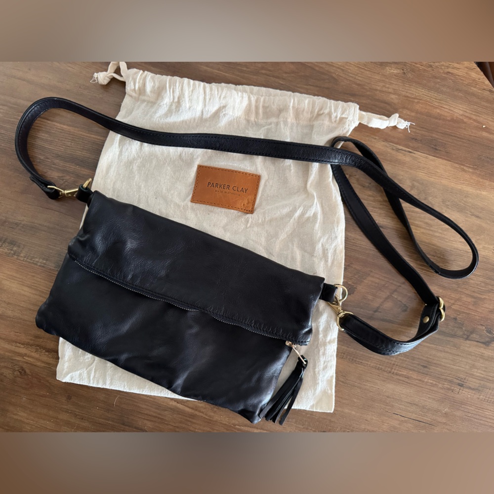 Parker Clay “Makeda” Black Leather Crossbody Bag